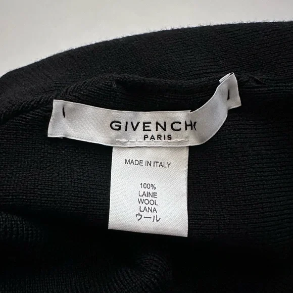 BNIB Authentic Givenchy Intarsia Wool Logo Beanie O/S Black 